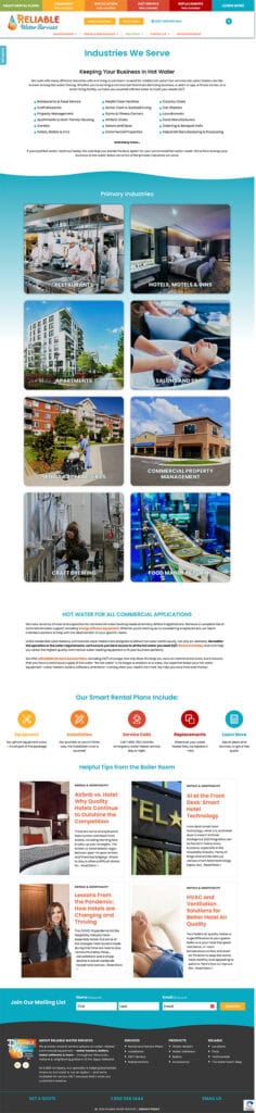 Landing page for industry silos.