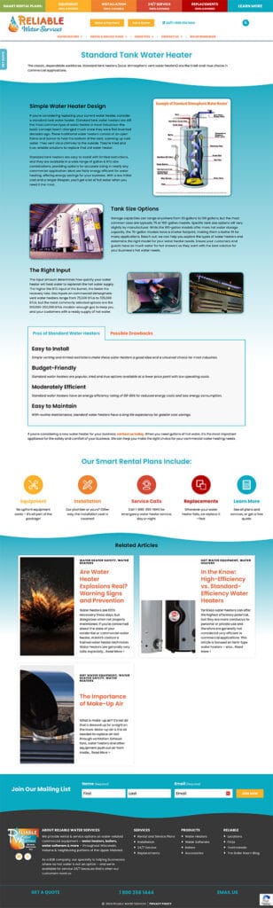 Standard water heater info page.