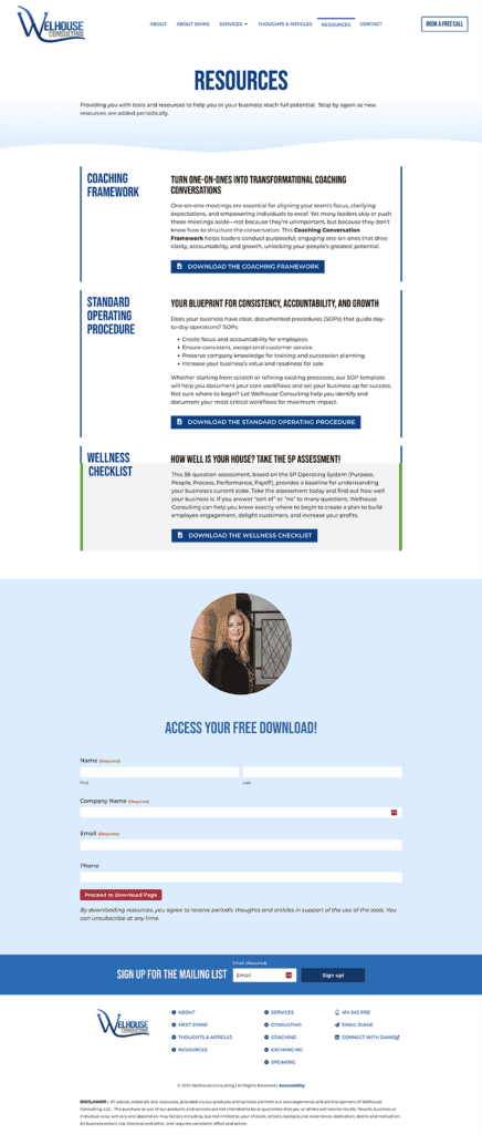 Resources landing page promoting download content.