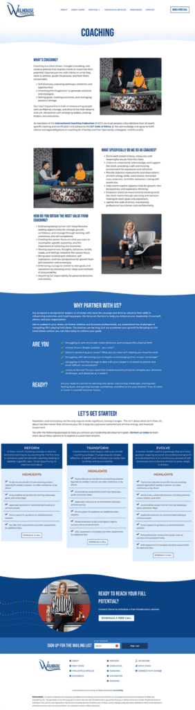 Coaching services content.