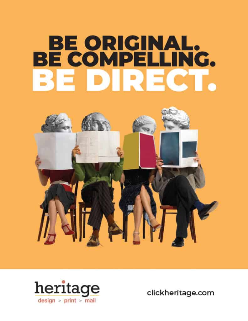 Print ad promoting printer, Be Original, Be Compelling, Be Direct.