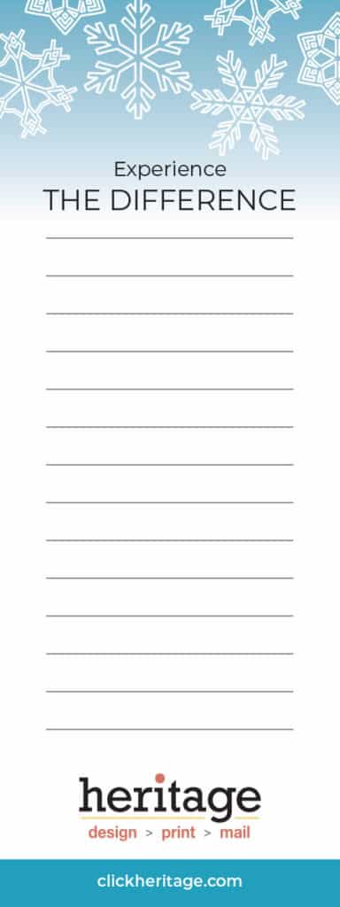 Custom illustrated notepad with snowflakes for the winter season.