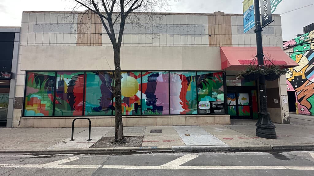 Vacant to Vibrant signage pictured in lower right corner.