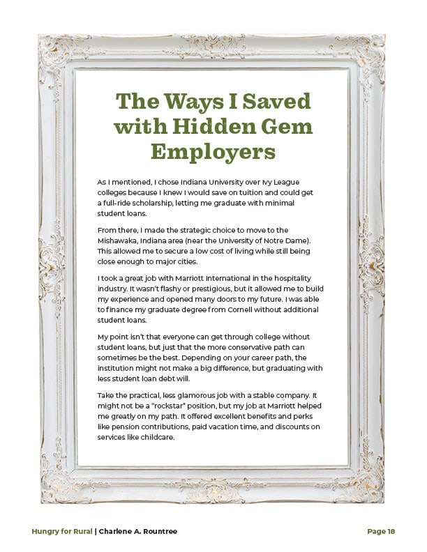 The Ways I Saved with Hidden Gem Employers, shown inside a shabby chic wooden frame.