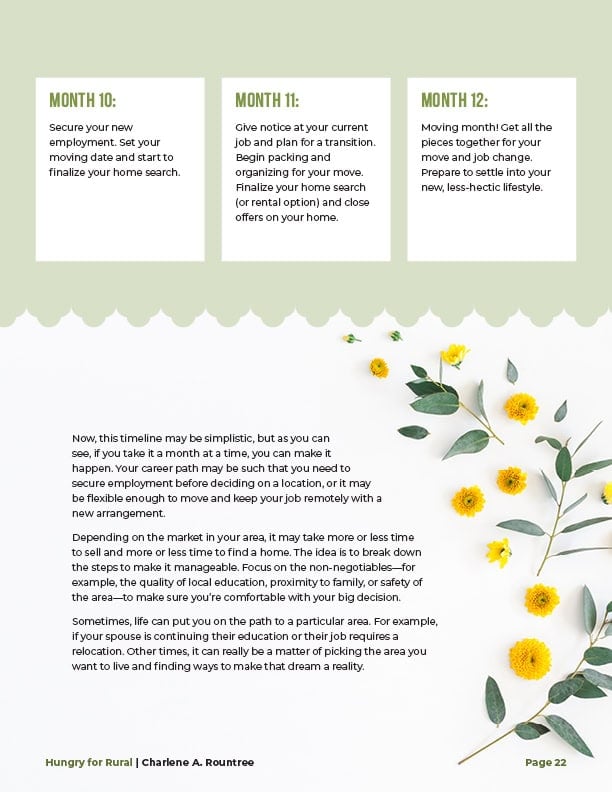 Items 10-12 of a 12 month plan, with wrap up text featuring yellow flowers.
