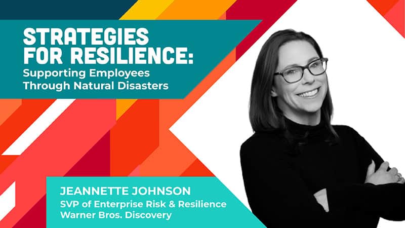 Colorful speaker slide with black and white head shot.