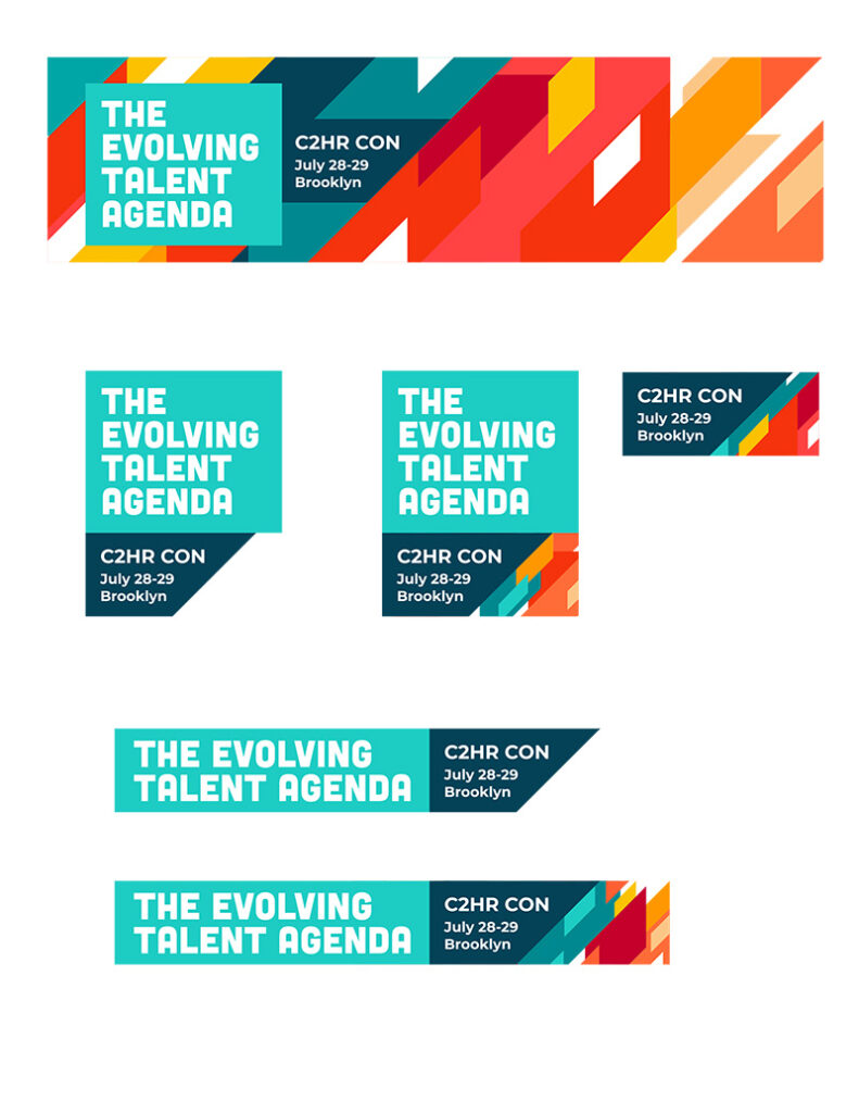 Selection of ad banners for conference marketing.