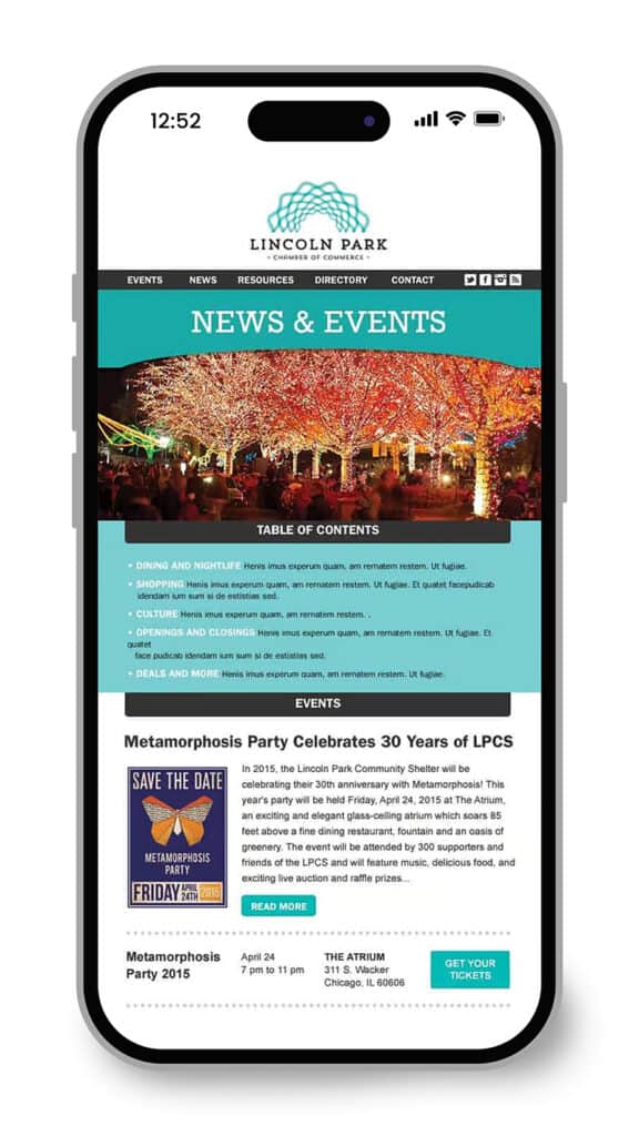 Designed email for an events announcement.