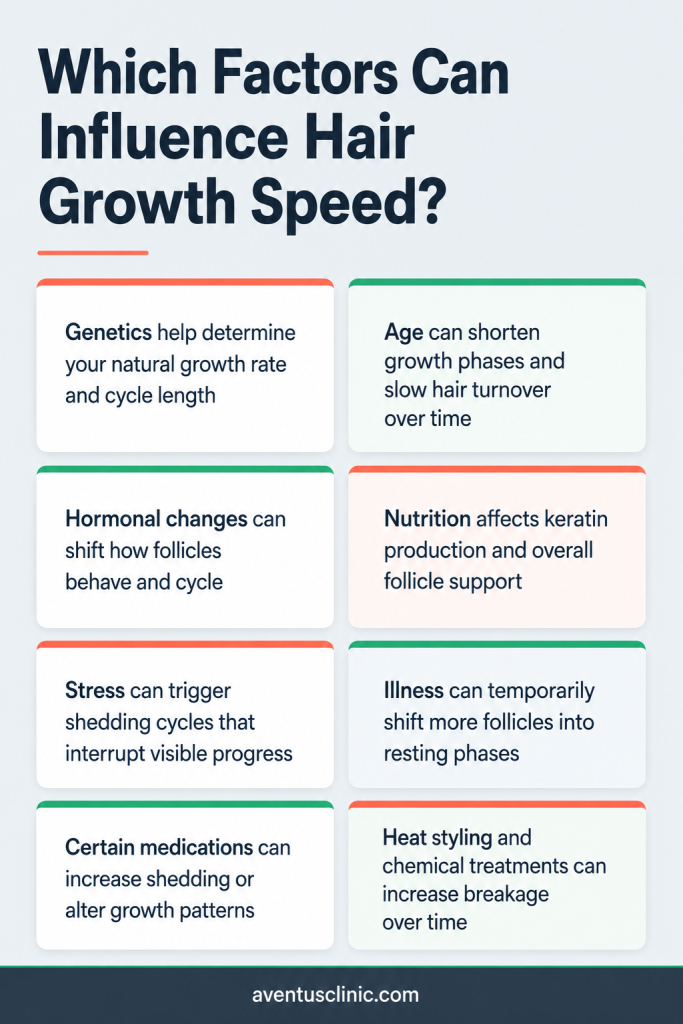 Which factors can influence hair growth speed infographic