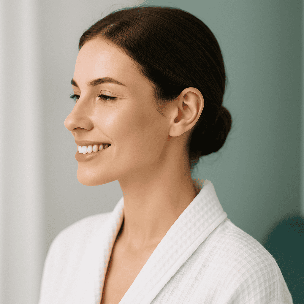 Jeune femme au visage affiné après une bichectomie en Turquie