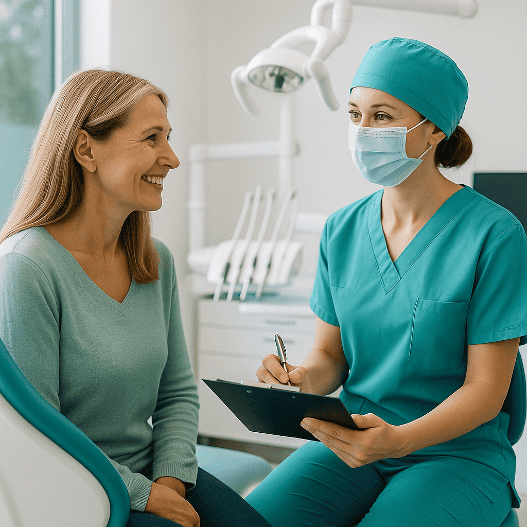 consultation finale entre une patiente et une dentiste dans une clinique moderne en Turquie, prix en turquie