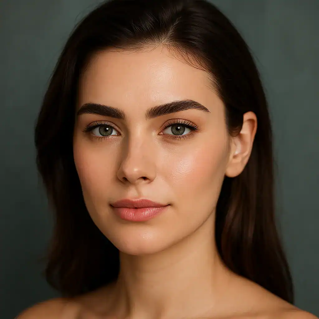 Greffe de sourcils en Turquie – Résultat harmonieux et esthétique Femme attirante aux sourcils fournis et parfaitement dessinés après une intervention esthétique des sourcils réussie en Turquie