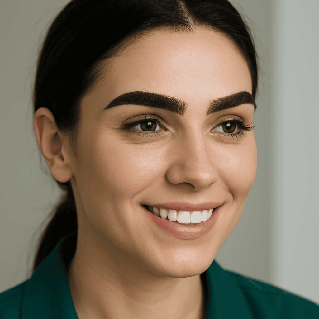 Risultato finale di un ridisegno completo delle sopracciglia con trapianto di bulbi piliferi.