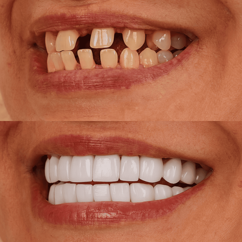 Faccette dentali in ceramica prima e dopo a Izmir: trasformazione del sorriso di Sophie in una clinica dentale certificata in Turchia