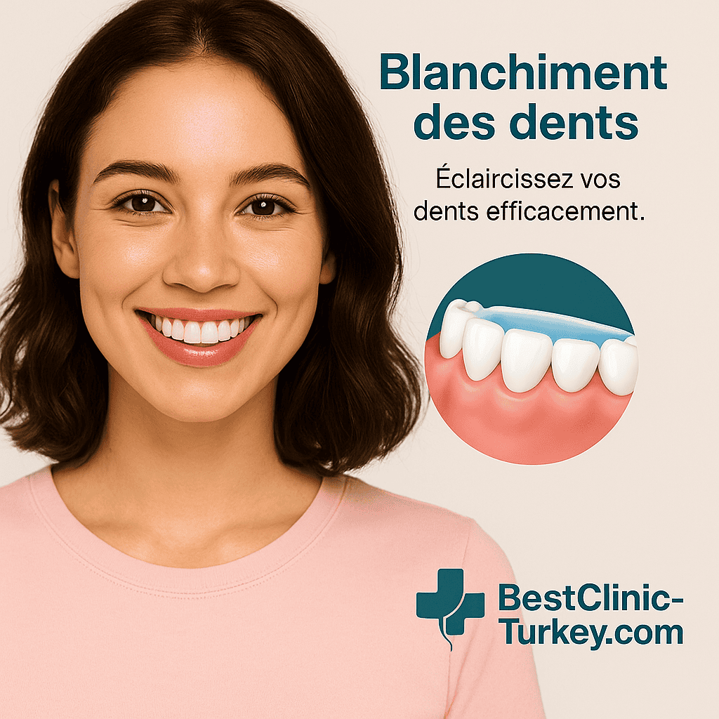 Patiente satisfaite après un blanchiment des dents efficace en Turquie.