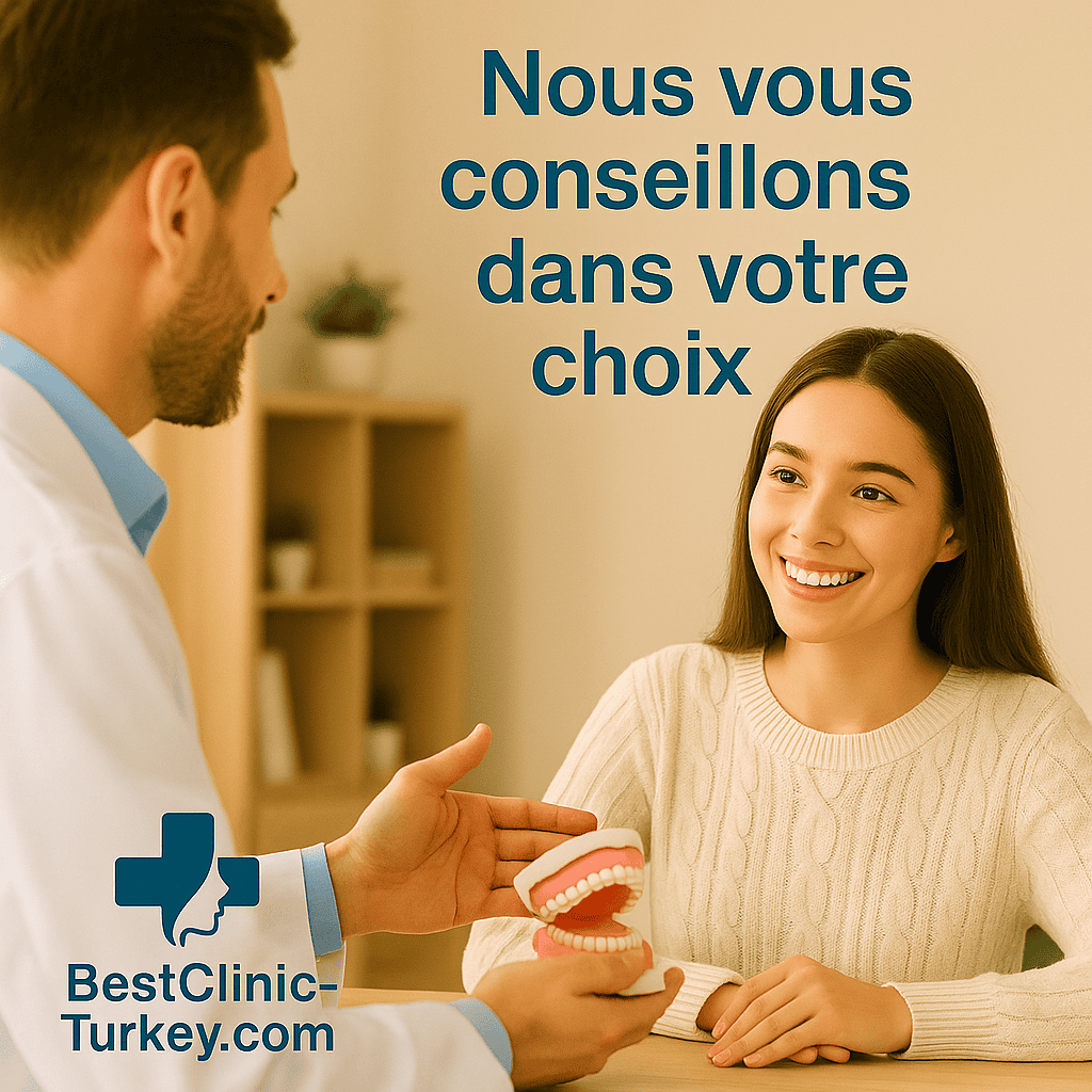 Dentiste conseillant une patiente pour le choix de son traitement médical en Turquie.