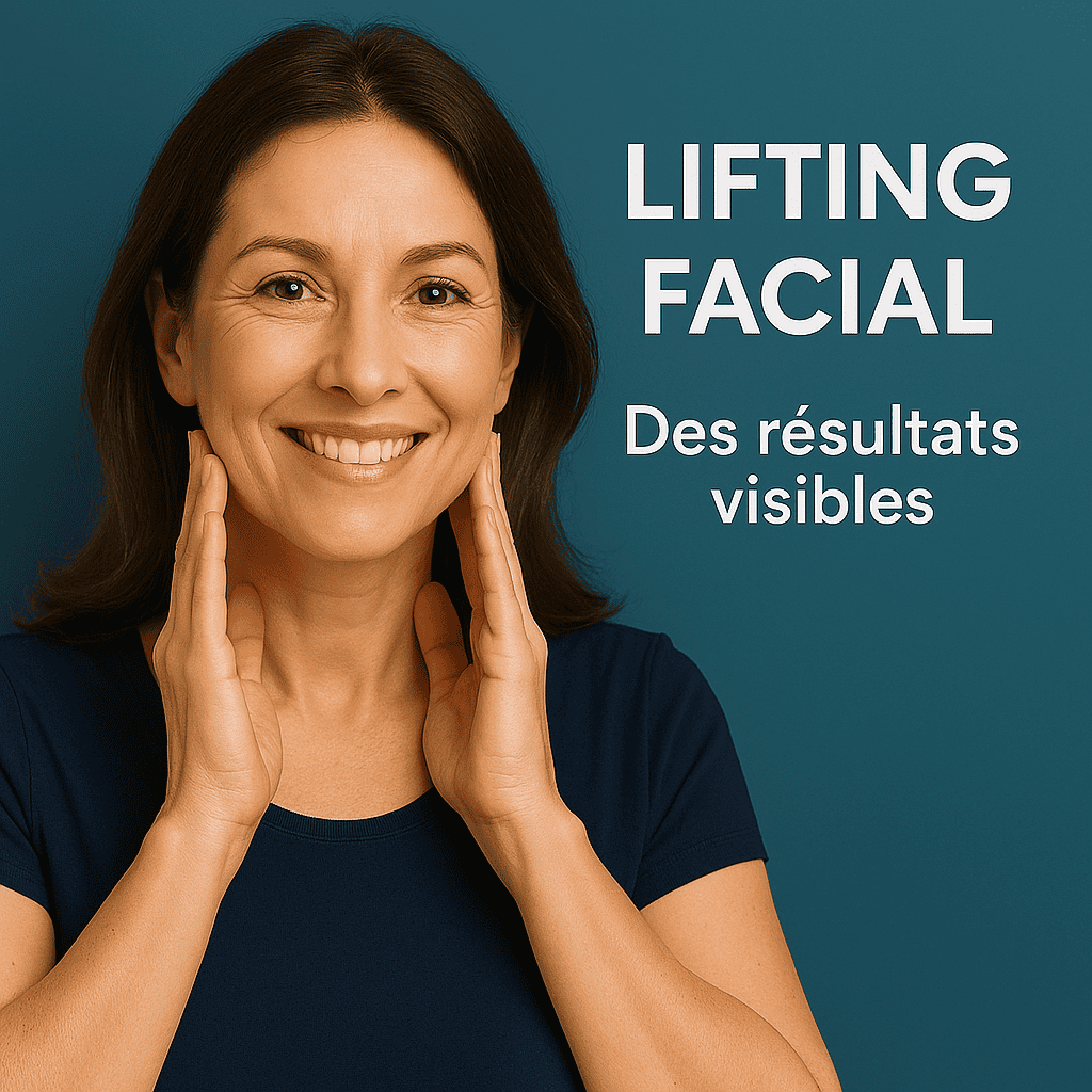 Femme souriante après un lifting facial montrant des résultats visibles