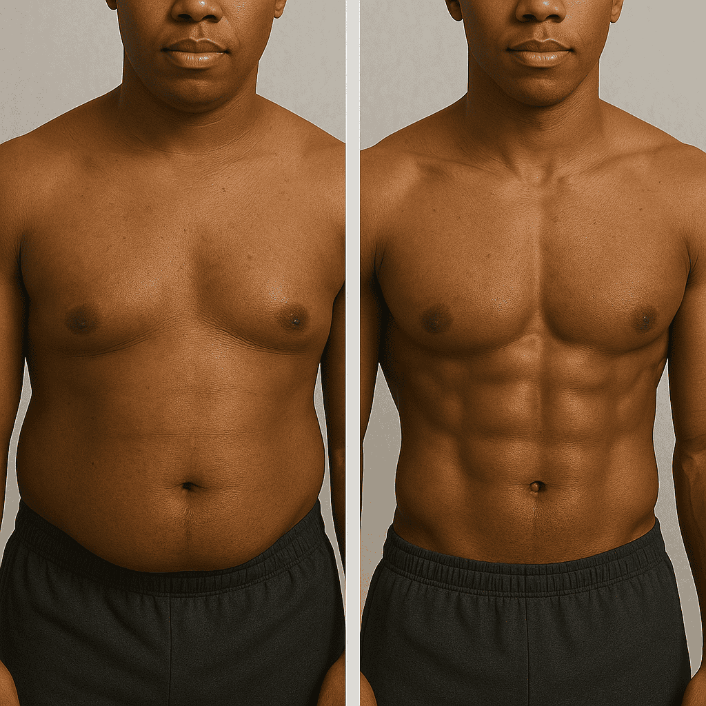 Addominali scolpiti uomo: risultato chirurgia estetica six pack prima e dopo