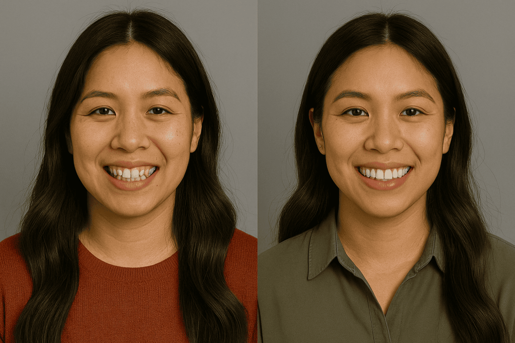 Avant et après simulation dentaire numérique DSD pour femme en Turquie