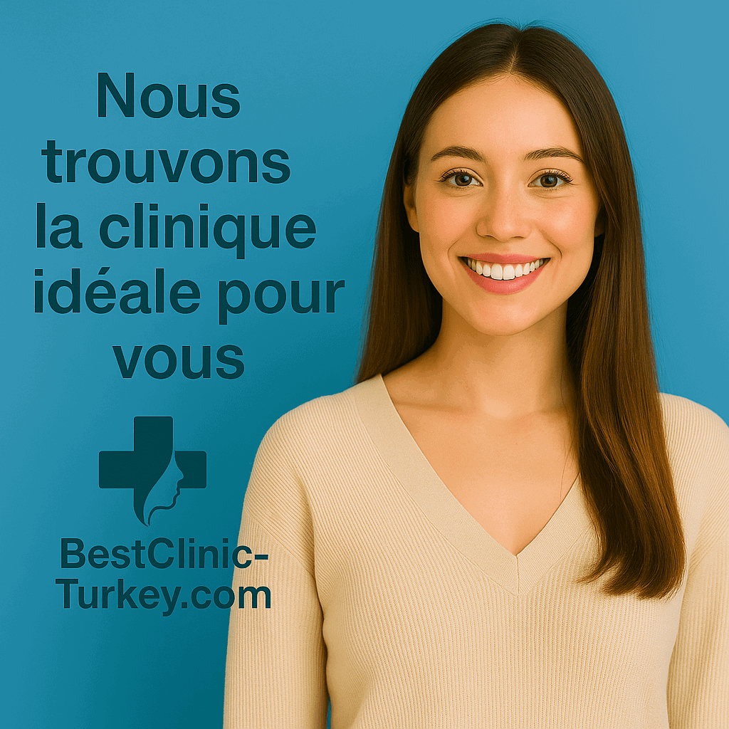 Patiente souriante représentant la recherche de la clinique idéale en Turquie, pour la greffe capillaire, esthétique ou le dentaire. 