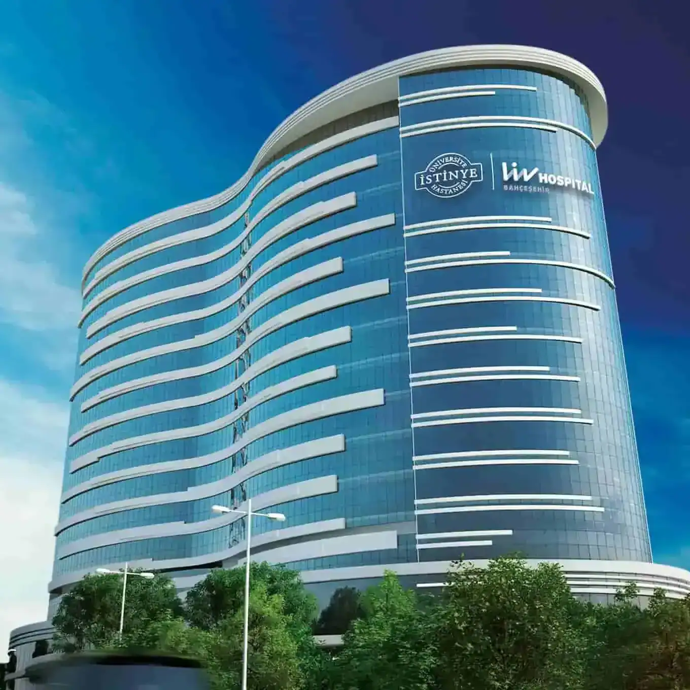 Architettura contemporanea del Liv Hospital in Turchia, clinica multidisciplinare specializzata in tecnologie mediche avanzate e neurochirurgia