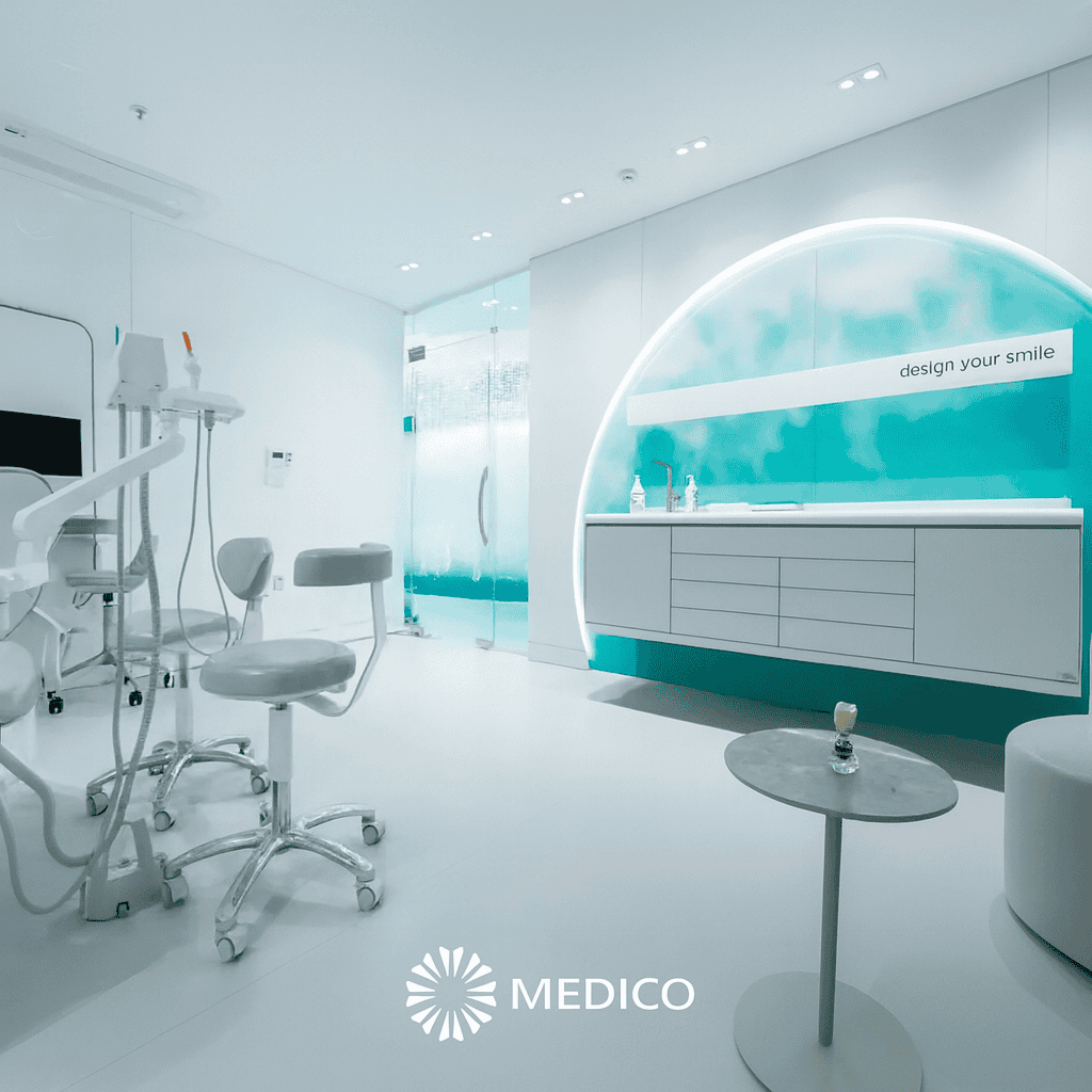 Salle de soins modernes de Medico Clinic à Istanbul, clinique dentaire spécialisée en implants et esthétique du sourire