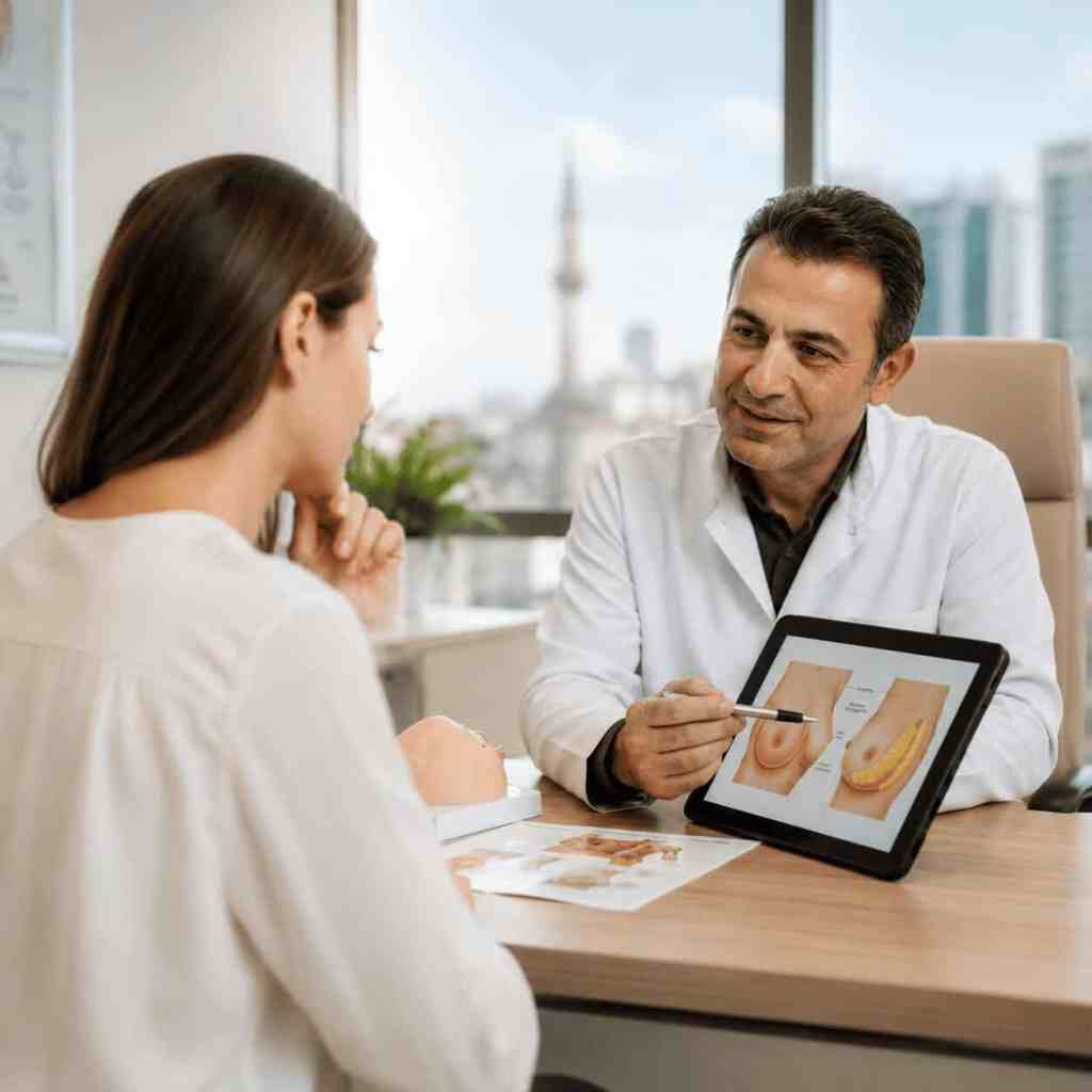 Consulenza preoperatoria per un lipofilling mammario in una clinica specializzata in Turchia.
