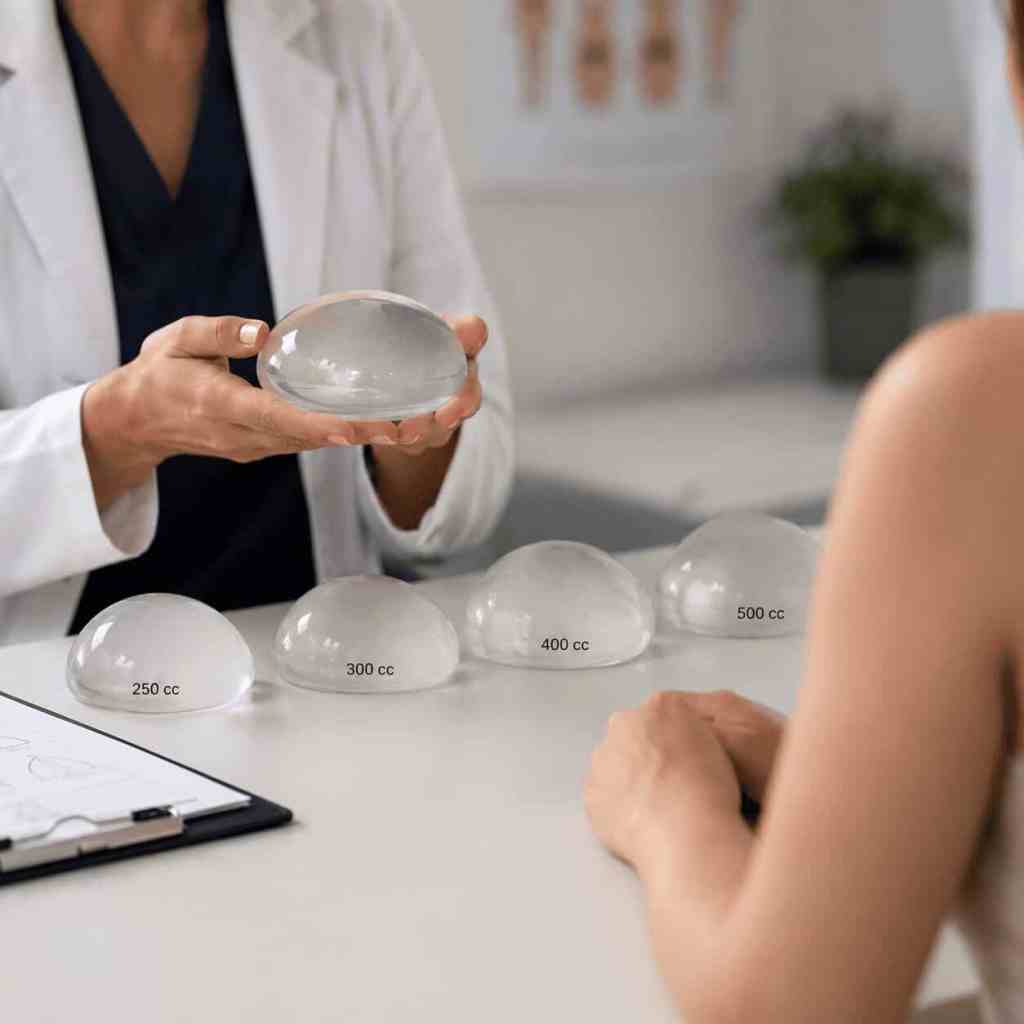 Comparaison d’implants mammaires de 250, 300, 400 et 500 cc