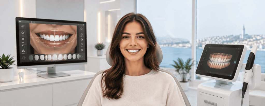 Simulazione digitale del sorriso con Digital Smile Design in una clinica dentale in Turchia