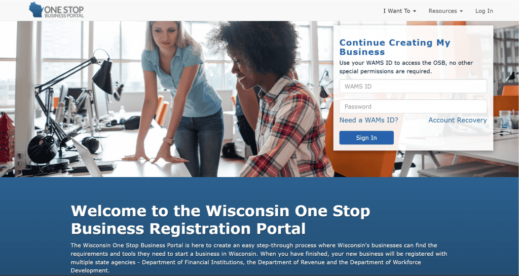 Screenshot of the Wisconsin Business Entity Search tool