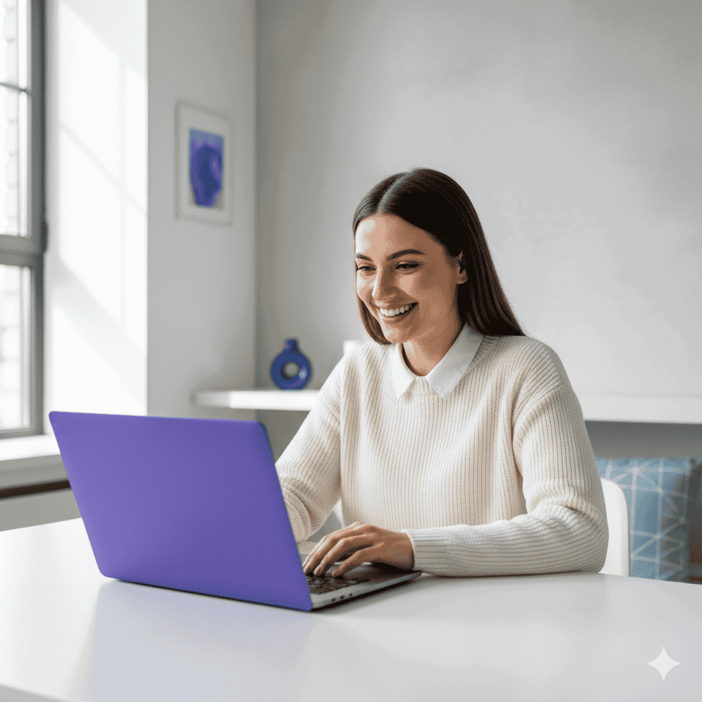 Remote work lifestyle, professional woman working on laptop, modern home office, business productivity, working from home, digital nomad, flexible workspace, remote business success.