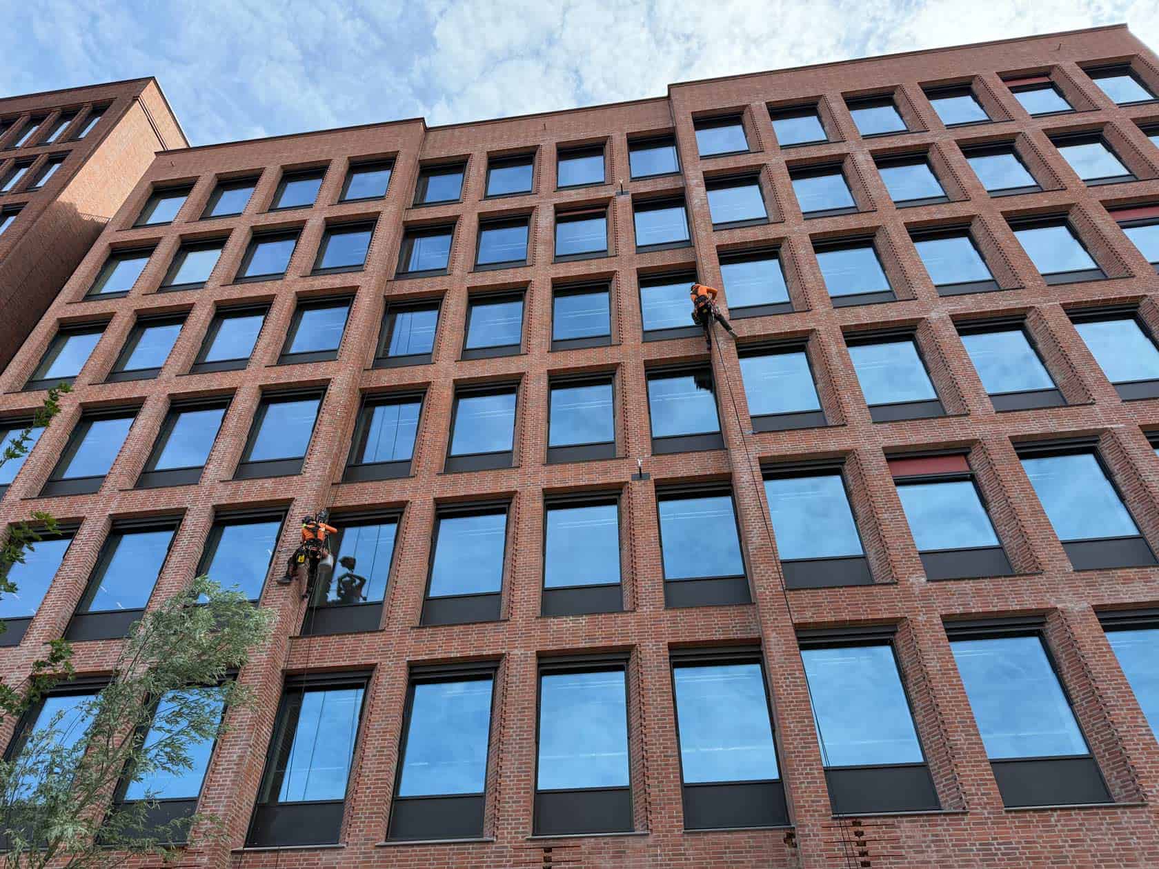 Moderne kontorfacade med mange vinduer