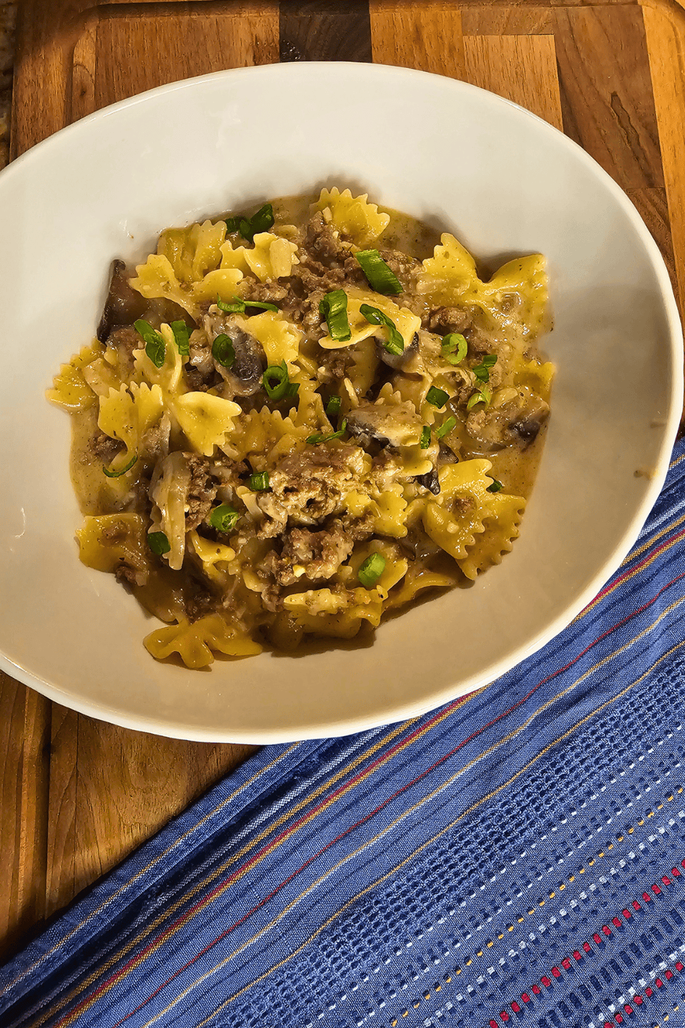 Comfort In a Bowl: Easy Hamburger Mushroom Pasta.