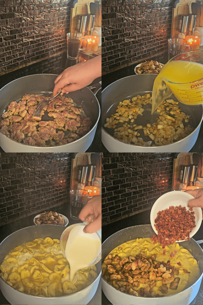 One Pan Chicken Bacon Tortellini recipe step-by-step.