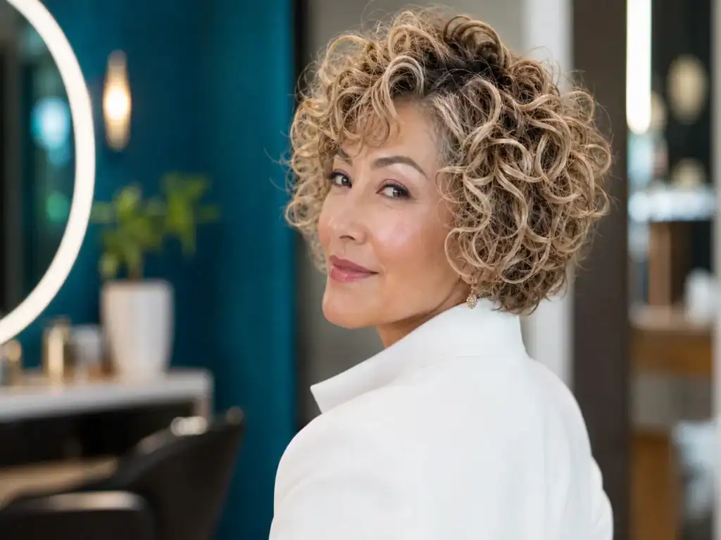 Coupe de cheveux pour femme de 60 ans frisé