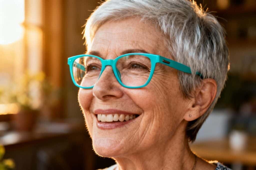 Coupe de cheveux pour femme de 70 ans avec des lunettes avis