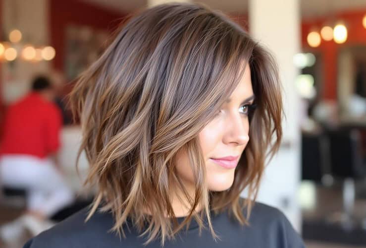 Coupe dégradé effilé mi-court