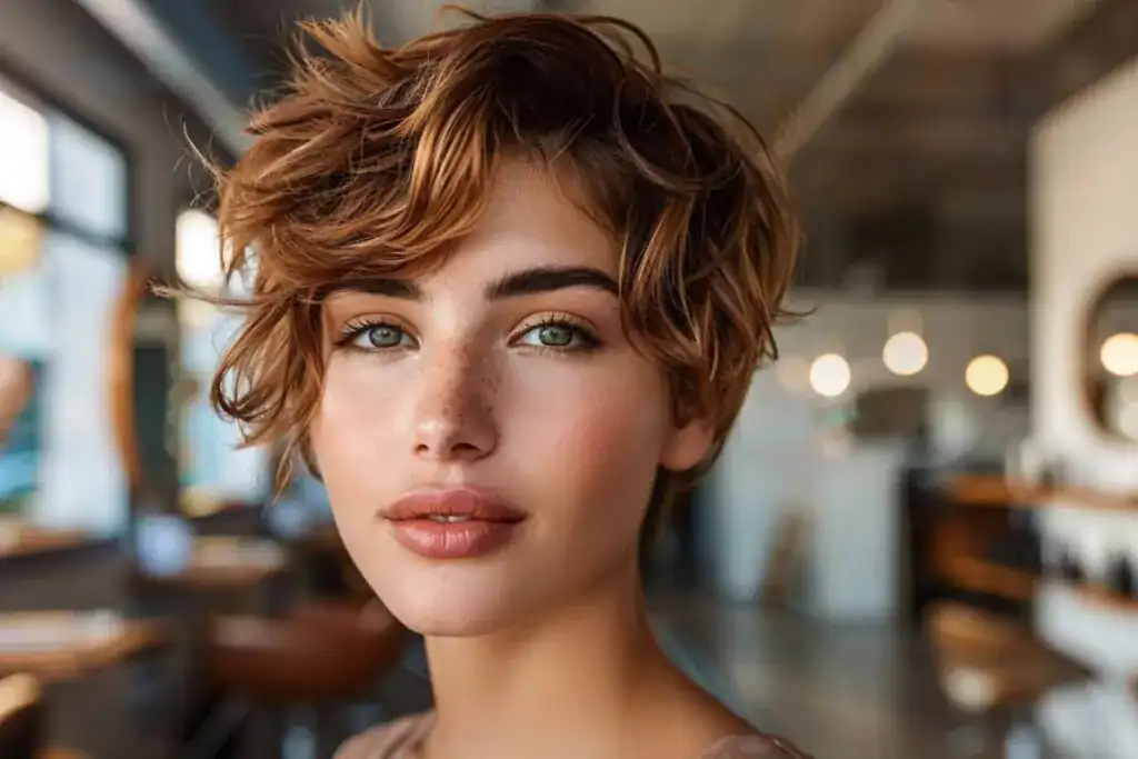 Effet décoiffé sur cheveux courts épais et volumineux 1