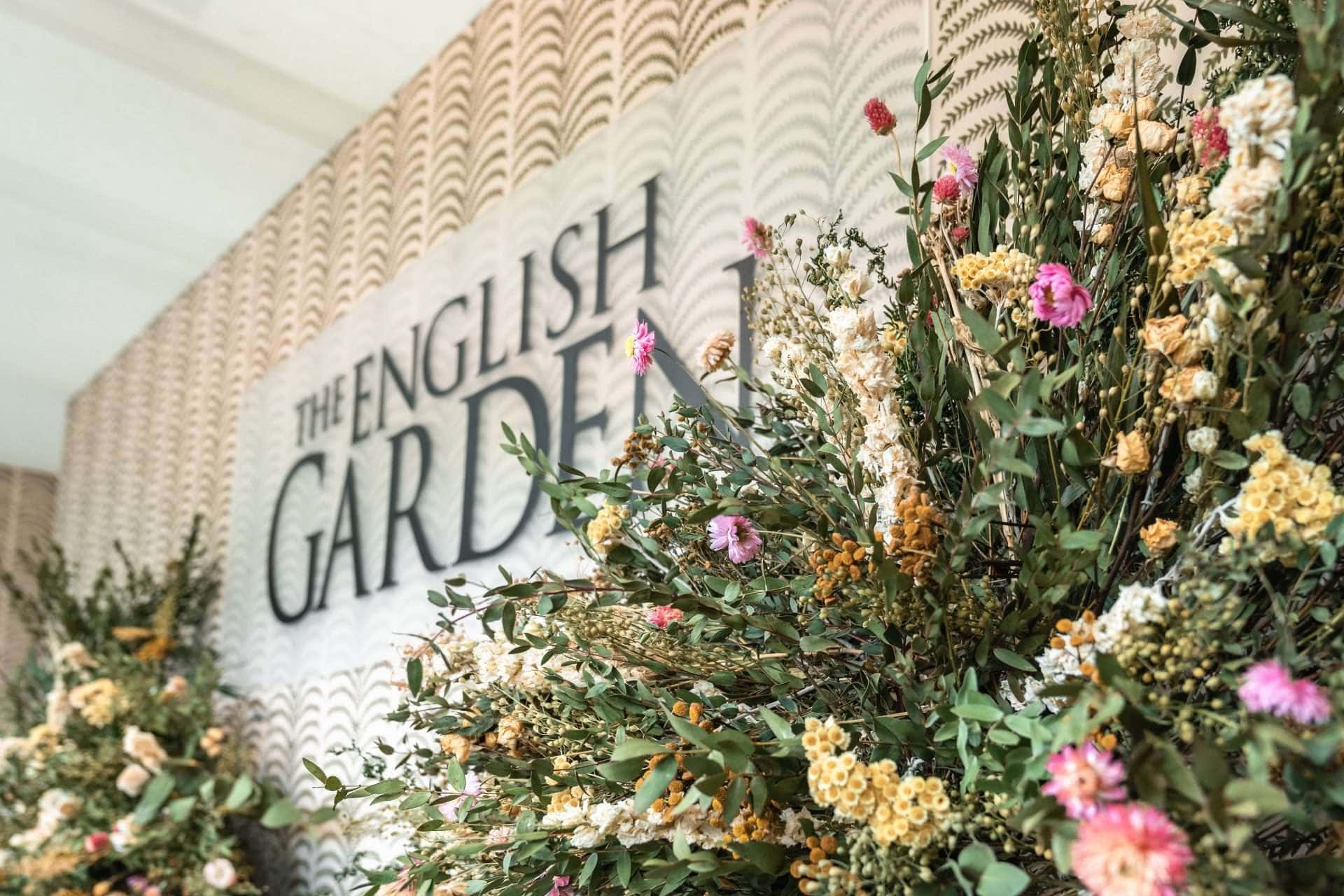 corporate event floral entrance styling dried flowers branding colours