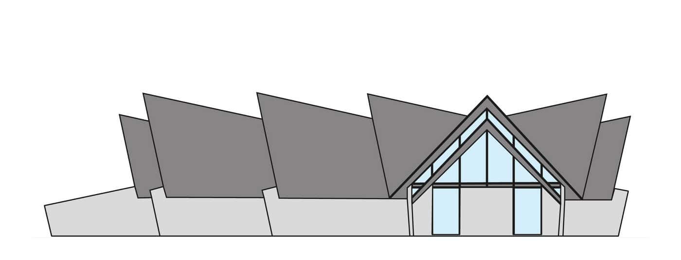 Dronninglund Kunstcenter med moderne arkitektur og glasfacade.