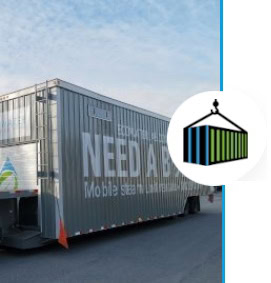 Unité mobile de chaudière en location par Ecowater Lab, prête à être déployée rapidement pour des besoins industriels.