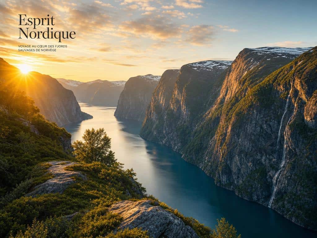 Vue panoramique d'un fjord norvégien aux falaises majestueuses surplombant l'eau bleue