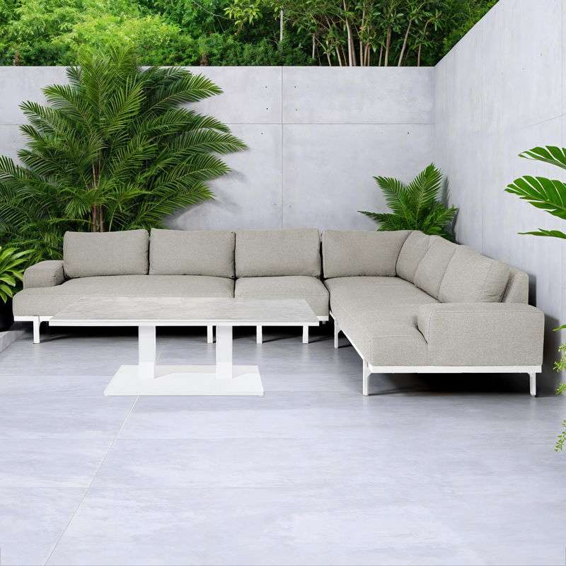 white outdoor corner sofa