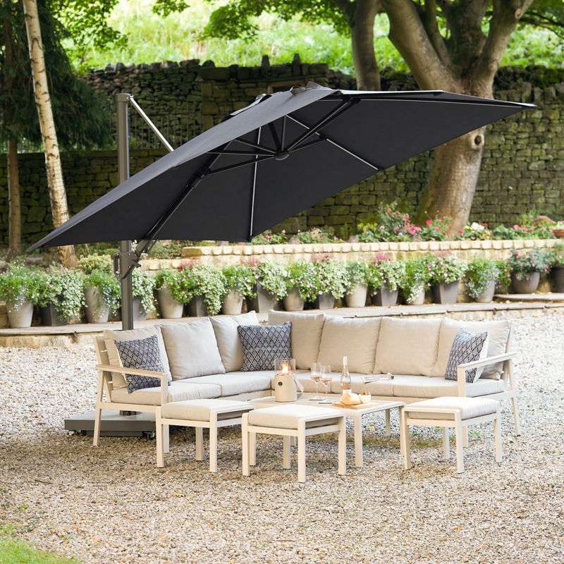 large parasol over seating