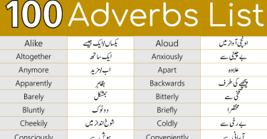 100 adverbs list with Urdu meanings