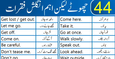 44 Short English Sentences with Urdu Translation