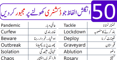 50 Most Searched English Words in Dictionary with Urdu Meanings