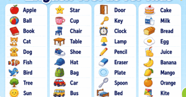English Vocabulary Words for Kids with Pictures