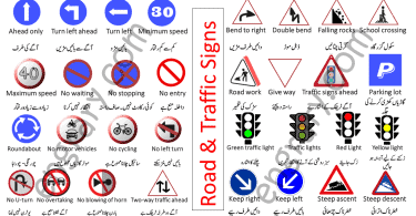 Road and Traffic Signs Meanings in Urdu