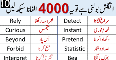 4000 English Vocabulary Words with Urdu Meanings Class 10